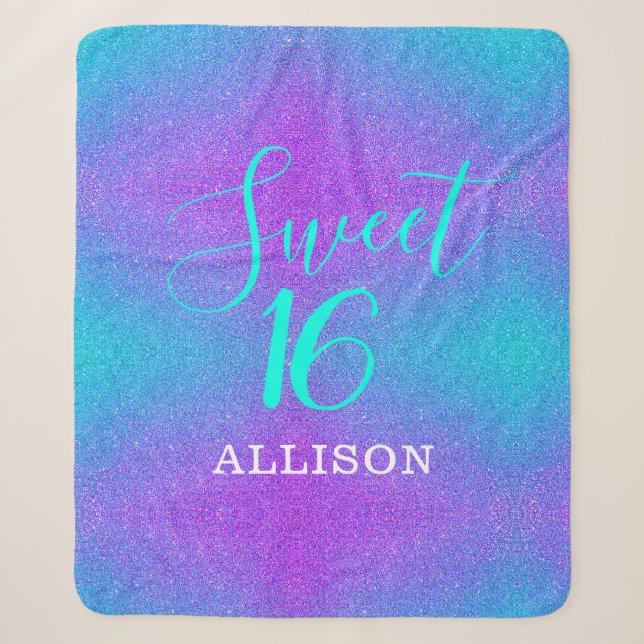 Couverture Sherpa Parties scintillant turquoise violet sucré 16 fill (Devant)