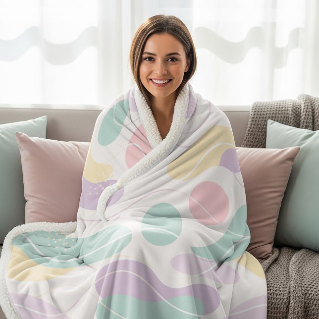 Couverture Sherpa Pastel Abstract Seamless Pattern Waves and Circles (Créateur téléchargé)