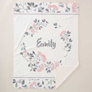 Couverture Sherpa Pastel aquarelles fleurs délicates Wreath