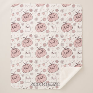 Couverture Sherpa Pastel Pink Halloween Motif sans couture (2)