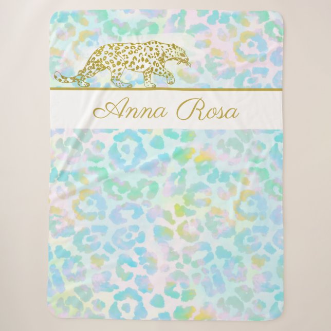 Couverture Sherpa *~* Pastel Tie Dye Gold Leopard Spots Sherpa Blank (Devant)