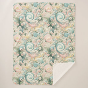 Couverture Sherpa Pastel Whimsy Swirls : Un Cottagecore Daydream