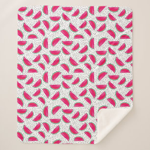 Couverture Sherpa Pastèque au néon sur le motif de graines