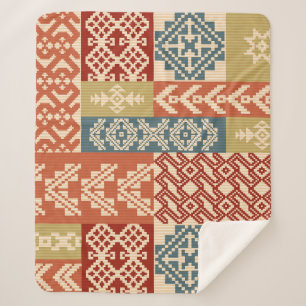 Couverture Sherpa Patchwork géométrique Ethnic Motif sans fil