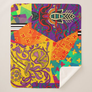 Couverture Sherpa Patchwork indien turc festier Mandala