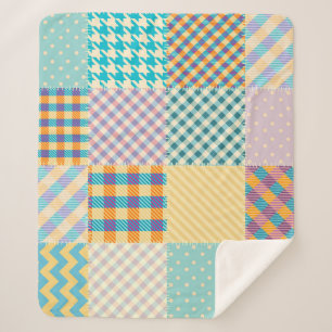 Couverture Sherpa Patchwork vintage : Arrière - plan sans couture te