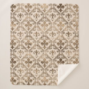 Couverture Sherpa Pâte d'or motif à fleur de lis