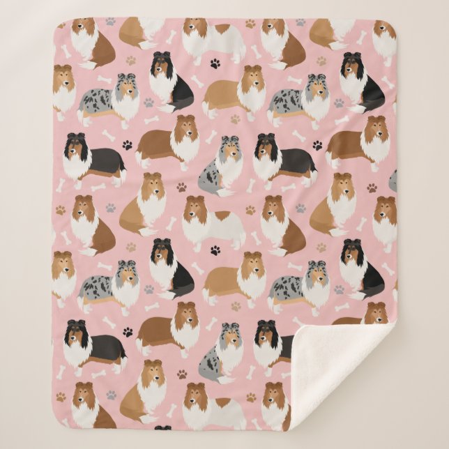 Couverture Sherpa Pâtes et os de Collie rugissant Sherpa Blanket (Devant)