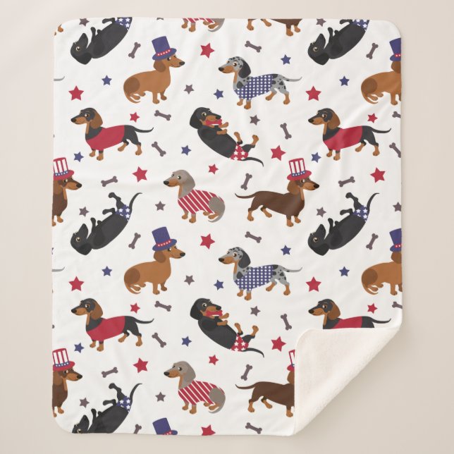 Couverture Sherpa Patriotic Dachshund (Devant)