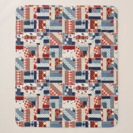 Couverture Sherpa Patriotique Quilt Look Sherpa Fleece Blanche