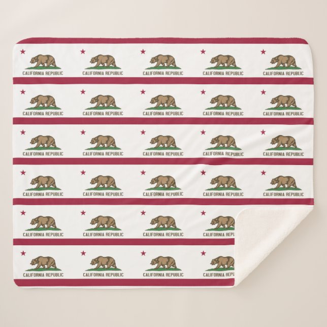 Couverture Sherpa Patriotique Sherpa Blanket avec drapeau de la Cali (Devant (Horizontal))
