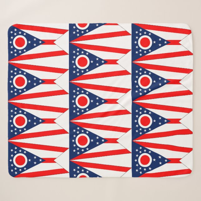 Couverture Sherpa Patriotique Sherpa Blanket avec drapeau de l'Ohio (Devant (Horizontal))