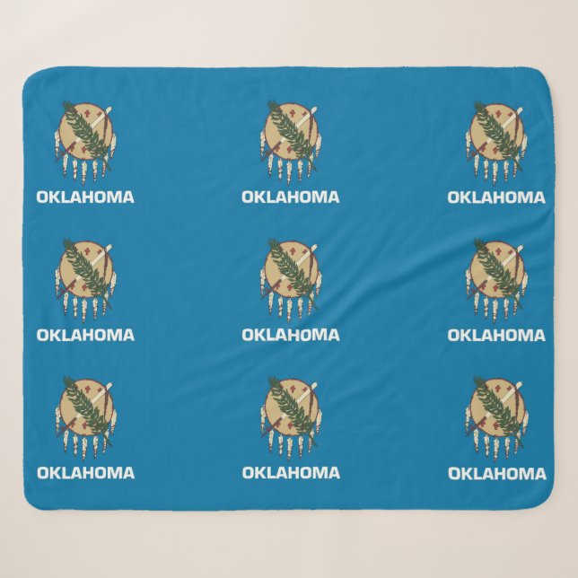 Couverture Sherpa Patriotique Sherpa Blanket avec drapeau de l'Oklah (Devant (Horizontal))