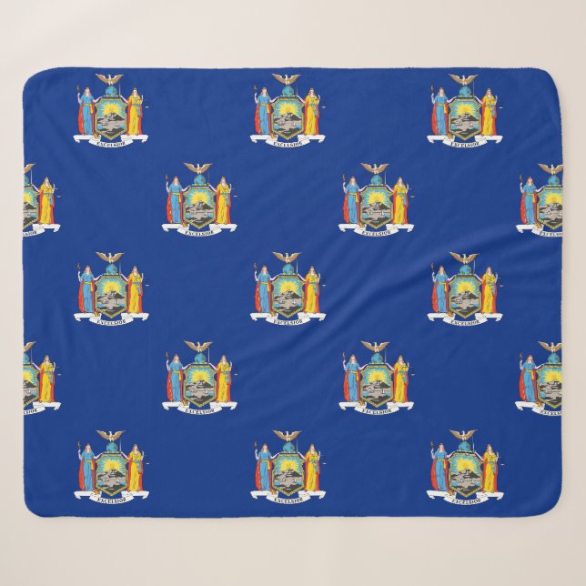 Couverture Sherpa Patriotique Sherpa Blanket avec drapeau de New Yor (Devant (Horizontal))