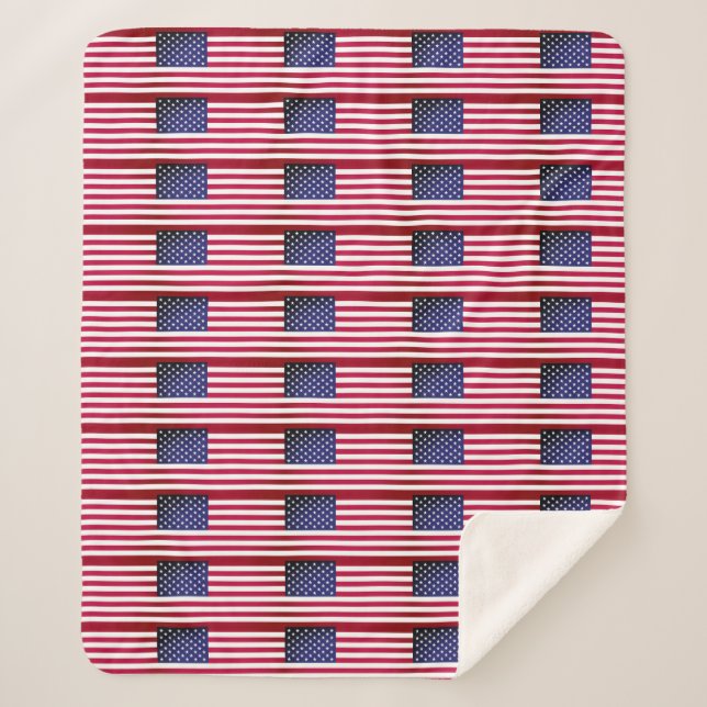 Couverture Sherpa Patriotique Sherpa Blanket avec drapeau des Etats- (Devant)