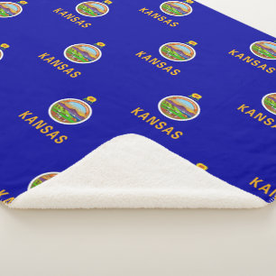 Couverture Sherpa Patriotique Sherpa Blanket avec drapeau du Kansas