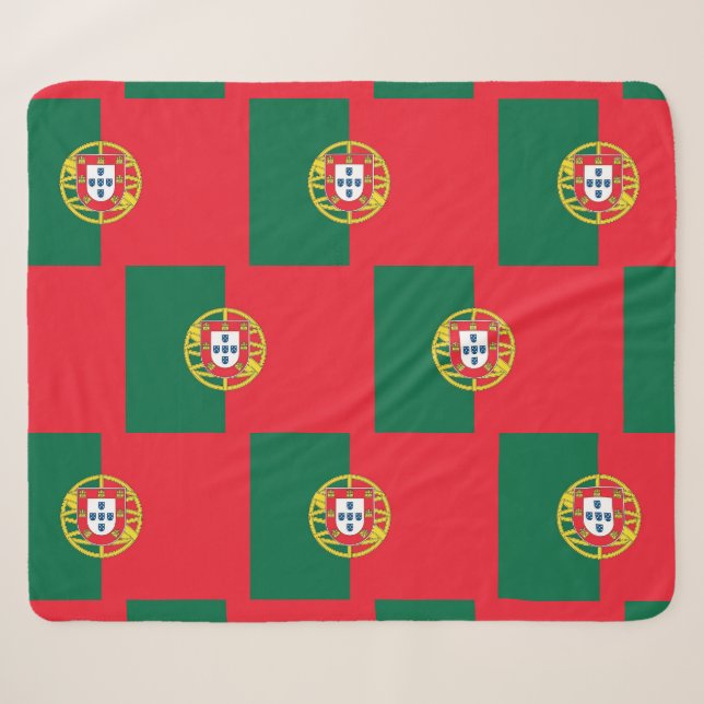 Couverture Sherpa Patriotique Sherpa Blanket avec drapeau du Portuga (Devant (Horizontal))
