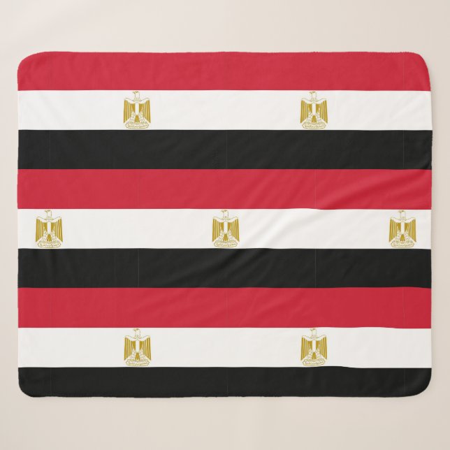 Couverture Sherpa Patriotique Sherpa Blanket avec drapeau égyptien (Devant (Horizontal))