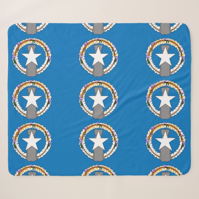 Couverture Sherpa Patriotique Sherpa Blanket - Pavillon Mariana du N (Devant (Horizontal))