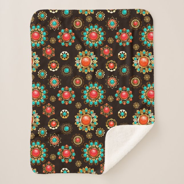 Couverture Sherpa Pattern de Ethnic Brooches Seamless (Devant)