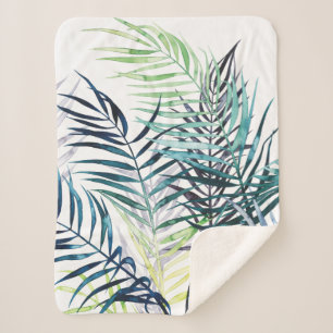 Couverture Sherpa Paumes crépusculaires - feuille tropical