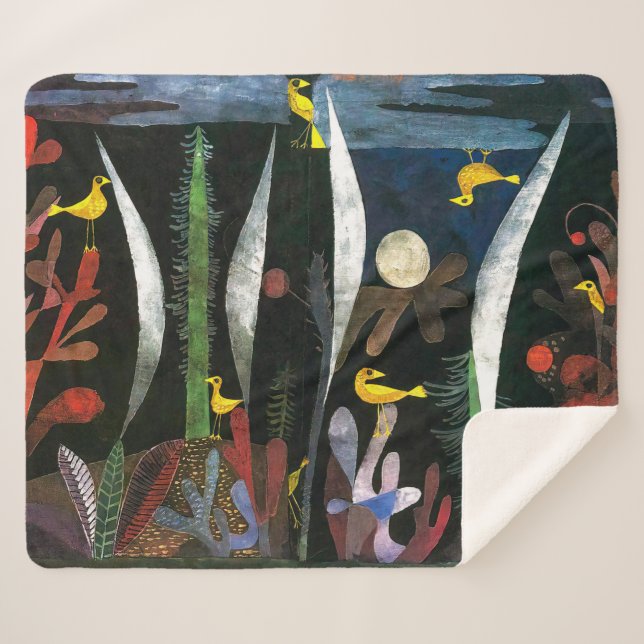 Couverture Sherpa Paysage aux oiseaux jaunes | Paul Klee | (Devant (Horizontal))