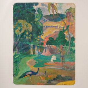 Couverture Sherpa Paysage de Paul Gauguin Matamoe avec Peacocks