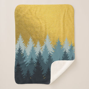 Couverture Sherpa Paysage d'or des arbres forestiers