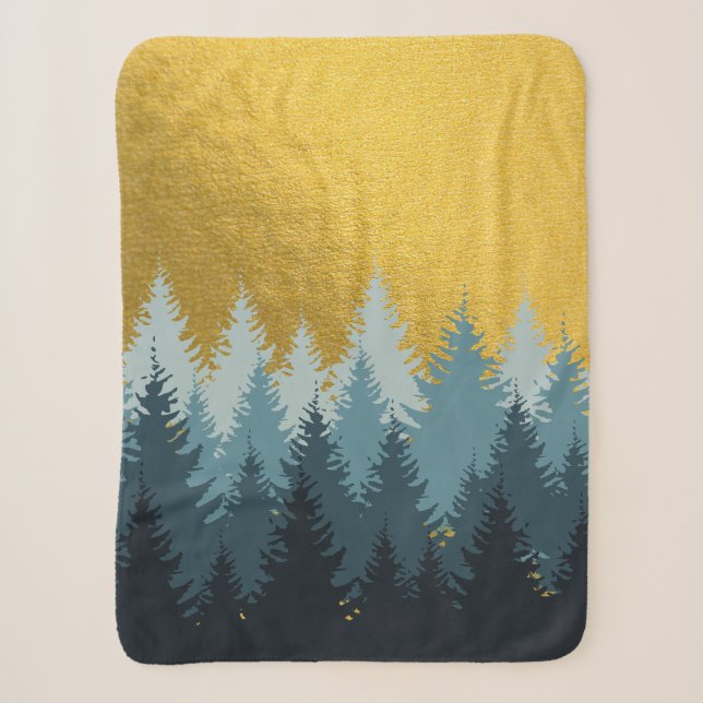 Couverture Sherpa Paysage d'or des arbres forestiers (Devant)