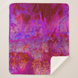 Couverture Sherpa Paysage impressionniste Trippy Red et Magenta
