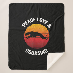 Couverture Sherpa Peace Love _ Cours Vintage Greyhound Chasse