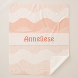 Couverture Sherpa Peach Color dégradé Wavy Personnalisé Blanket