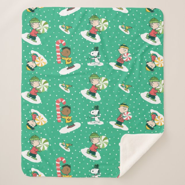 Couverture Sherpa Peanuts Peppermint Dreams Snowflake Motif (Devant)
