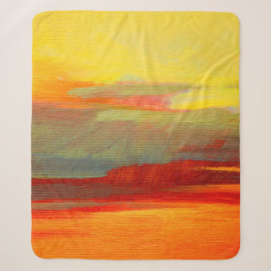 Couverture Sherpa Peinture à l'huile de paysage abstraite sur toile,