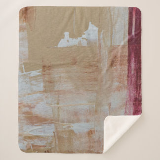 Couverture Sherpa Peinture abstraite Brown et blanche