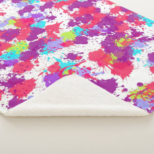Couverture Sherpa Peinture Abstraite colorée, rouge et violet