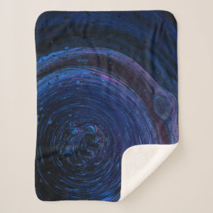 Couverture Sherpa Peinture abstraite violette et marron