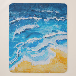 Couverture Sherpa Peinture acrylique sur la mer et la plage sur le s