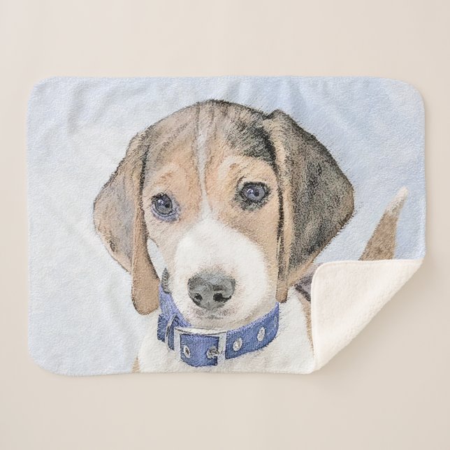 Couverture Sherpa Peinture beagle - Cute Original Chien Art (Devant (Horizontal))