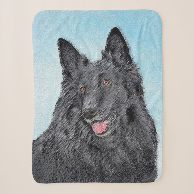 Couverture Sherpa Peinture belge Sheepdog - Cute Original Chien Art (Devant)