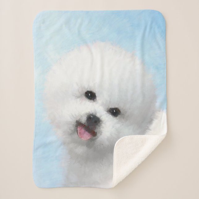 Couverture Sherpa Peinture de Bichon Frise - Cute Original Dog Art (Devant)