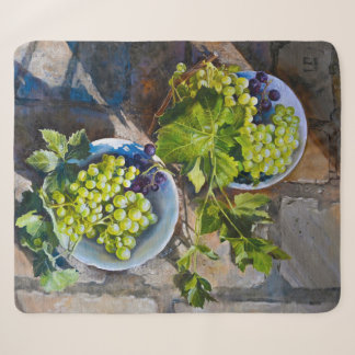 Couverture Sherpa Peinture de nature morte de raisin vert