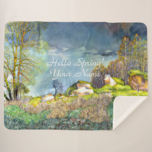 Couverture Sherpa Peinture d'orage de printemps Sherpa Blanket