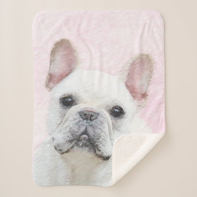 Couverture Sherpa Peinture française de Bulldog (Crème/Blanc) (Devant)
