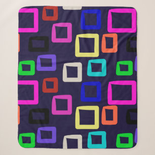 Couverture Sherpa peinture géométrique carré, graphisme design trans