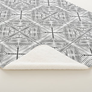 Couverture Sherpa Peinture géométrique noir et blanc