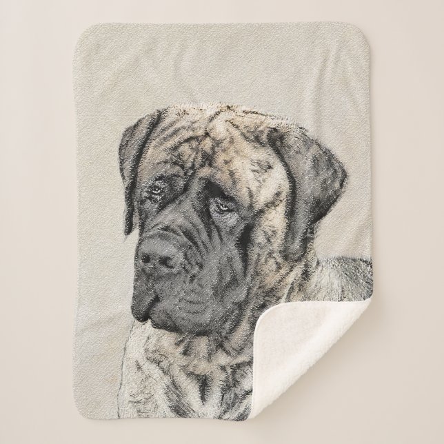 Couverture Sherpa Peinture mastiff anglaise (Brindle) - Dog Art (Devant)