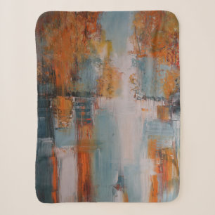 Couverture Sherpa Peinture orange, blanche et turquoise abstraite