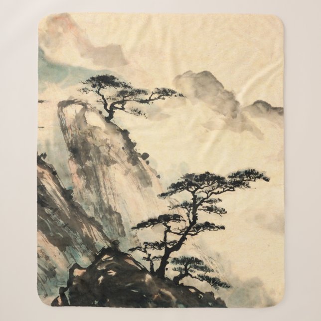 Couverture Sherpa peinture paysage chinois.chinois, peinture, japona (Devant)