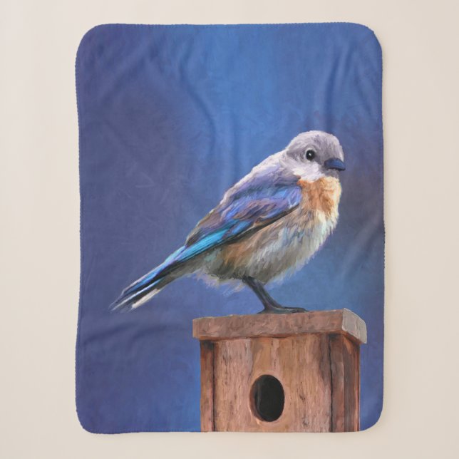 Couverture Sherpa Peinture pour oiseaux bleus (femelle) - Art origin (Devant)